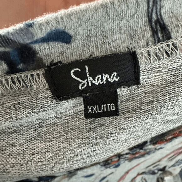 Shana V-Neck Tunic Brush Knit Shirt Floral Bouquet Print Boho Artsy Size XXL - Picture 5 of 10